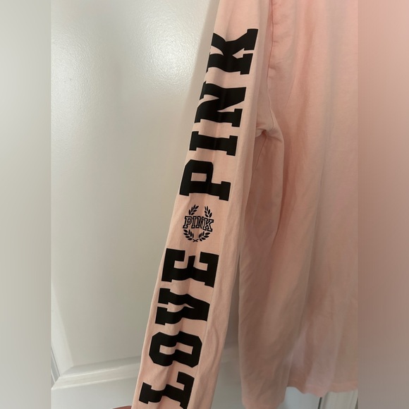 VS PINK Long Sleeve Pink Logo Pocket Tee shirt Small - Picture 4 of 9